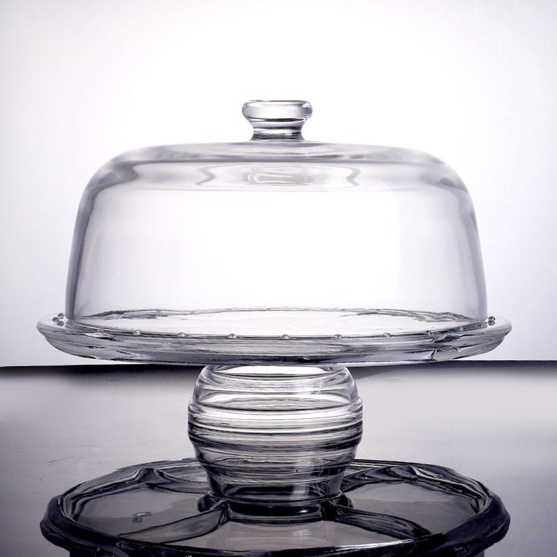 PL - 9212 Enhanced Glass Cake Stand with Dome Cover - Enhanced Glassware - Glassware - Enhanced Equipment