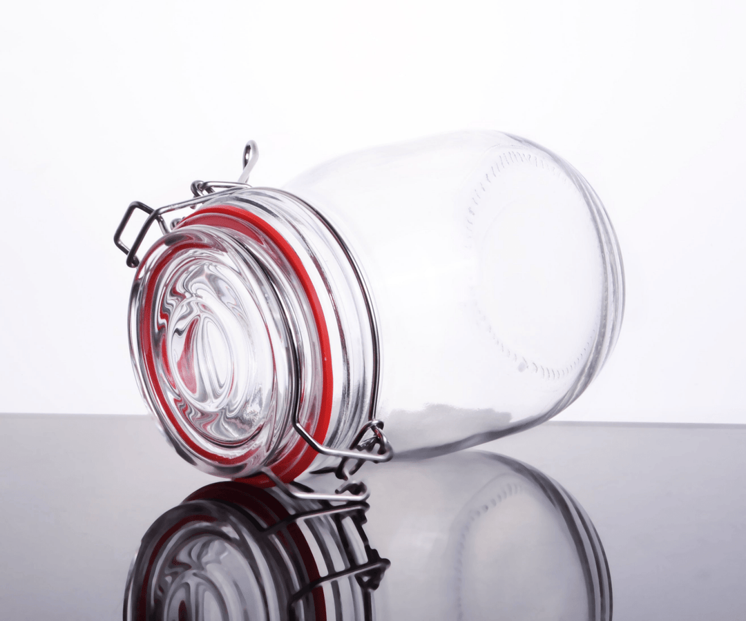 CW-10800F Enhanced 28 Oz. Glass Storage Jar with Lock Seal - EA - Enhanced Glassware - Glassware - Enhanced Equipment