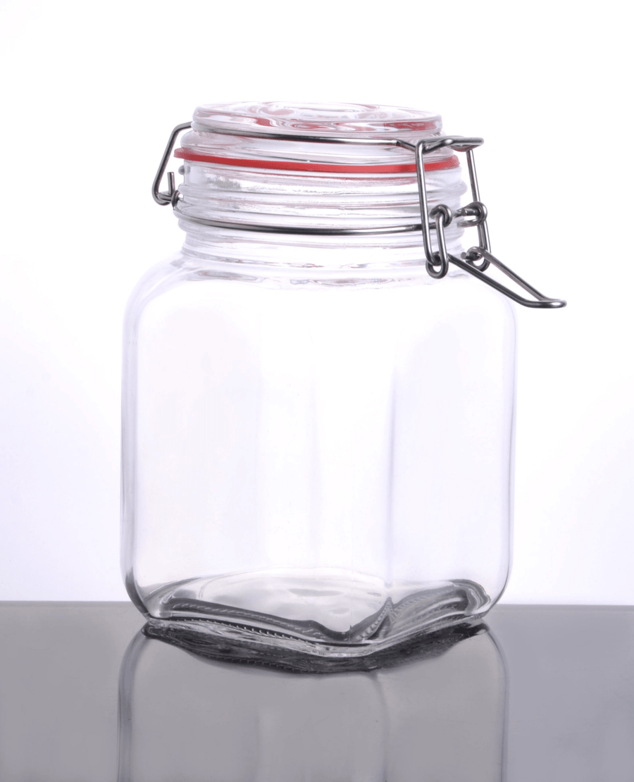 CW-41200F Enhanced 40 Oz. Glass Storage Jar with Lock Seal - EA - Enhanced Glassware - Glassware - Enhanced Equipment