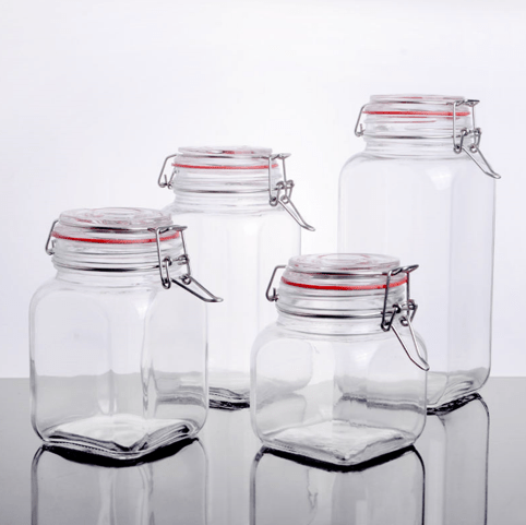 CW-41200F Enhanced 40 Oz. Glass Storage Jar with Lock Seal - EA - Enhanced Glassware - Glassware - Enhanced Equipment